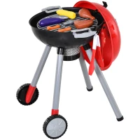 HOMCOM Conjunto de Churrasqueira para Crianças Acima de 3 Anos 39 Peças Luz e Som 34.5x37x56 Vermelho(m-1)