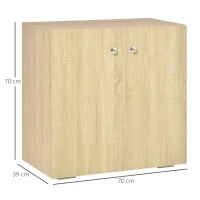 HOMCOM Aparador de Sala de Estar com 2 Portas Armário Auxiliar com 2 Prateleiras para de Livros Roupa Brinquedos Estilo Moderno 70x39x70cm Madeira natural(m-3)