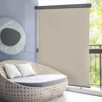 Outsunny Toldo Vertical de Parede com Alça para Sombra e Privacidade 160x250 cm Bege(m-4)