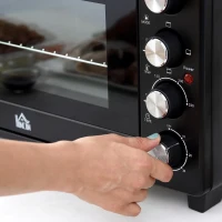 HOMCOM Mini Forno Elétrico de 32L 1600W com 3 Modos de Aquecimento Temperatura até 230 °C Temporizador Bandeja de Assar Ajustável em 3 Níveis 52,2x38,1x33,5cm Preto(m-9)