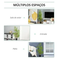 Outsunny Planta de Bambú Artificial no Vaso 120cm Planta Artificial Decorativa para Interior e Exterior Casa Sala de Estar Escritório Verde(m-6)