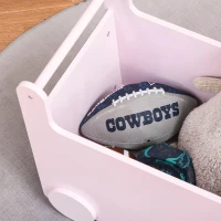 HOMCOM Caixa de Armazenamento de Brinquedos Infantil com Rodas Alça e 2 Lousas Baú de Armazenamento para Habitação de Crianças Escola Infantil Sala de Jogos 47x35x45,5cm Rosa(m-8)