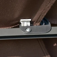 Outsunny Chapéu de Sol Φ296x245cm com Luzes LED e Painel Solar Ângulo Ajustável em 3 Posições para Pátio Terraço Piscina Café(m-10)