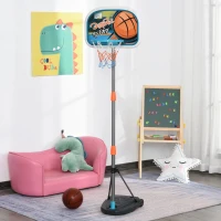 HOMCOM Tabela de basquetebol para crianças acima de 6 anos com suporte de altura ajustável e base recarregável incluídos 32x65x126-158 cm(m-2)
