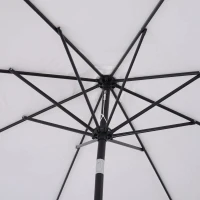 Outsunny Chapéu de Sol de Jardim Ø295x250cm com Manivela Chapéu de Sol Exterior com Mecanismo de Inclinação e Mastro Desmontável de Metal para Terraço Piscina Pátio Branco(m-9)