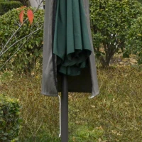 Outsunny Capa protetora de guarda-sol Ø57x160 cm cobertura de para-sol resistente para jardim com hastes zíper tecido Oxford cinza(m-5)