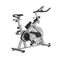 HOMCOM Bicicleta Estática de Exercícios com Guidão Assento e Resistência Ajustáveis com Tela LCD e Pulsômetro para Exercícios em Casa Carga 110 kg 96x50x107cm Prata(m-1)