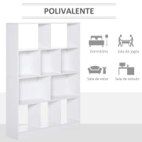 HOMCOM Estante de 4 níveis com 10 compartimentos Prateleiras de armazenamento multiuso 100x23,8x140 cm Branco(m-5)