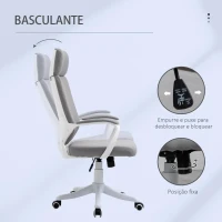 Vinsetto Cadeira de escritório ergonômica ajustável em altura giratória com apoio de braços Apoio de cabeça e encosto alto 63x65x113-123 cm Cinza(m-5)