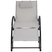 Outsunny Espreguiçadeira de Jardim Reclinável com Encosto Ajustável de 5 Níveis Apoio para os Pés Regulável e Apoio para a Cabeça Removível para Terraço Balcão Exterior 66x152x81cm Bege(m-4)