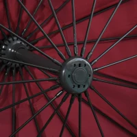 Outsunny Chapéu de Sol Excêntrico Ø300 cm com Manivela Mastro Giratório 360º Teto Inclinável em 6 Posições e Base Cruzada Incluída Vinho(m-8)