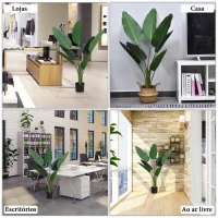 Outsunny Planta Artificial de Decoração Planta Palmeira Artificial com Vaso 7 Folhas para Exterior e Interior Ø15x120cm Verde(m-6)