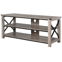 HOMCOM Suporte para TV de armazenamento de madeira em estilo colonial com 2 prateleiras  120 x 39 x 50,5 cm carvalho(m-1)