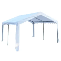 Outsunny Tenda para Festas 400x400x280cm para Exterior Campismo Casamentos com 4 Janelas e 2 Portas Branco(m-11)