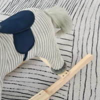 HOMCOM Baloiço Infantil de Cavalo para Crianças acima de 3 Anos Baloiço de Pelúcia com Sons de Relinchos e Galopes e Base de Madeira 73x35x64cm Azul e Cinza(m-9)