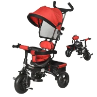 HOMCOM Triciclo para Crianças 2 em 1 com capota ajustável acima de 18 Meses vermelho 92x51x110cm(m-4)