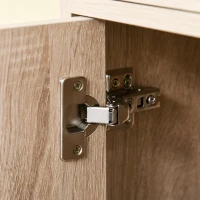 HOMCOM Carrinho de Cozinha para Microondas com 4 Rodas e Freios Gaveta Prateleiras abertas Compartimento com porta 60x40x108 cm Carvalho(m-10)