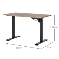 Vinsetto Secretária elétrica de pé Mesa ajustável em altura para escritório com 4 teclas de memória automática inteligente 120x60x72-116 cm moldura Preto(m-3)
