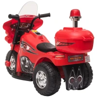 HOMCOM Mota Elétrica para Crianças de 18-36 Meses Motocicleta Infantil com 3 Rodas e Bateria 6V com Música Buzina Farol Baú 80x35x52cm Vermelho(m-13)