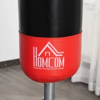 HOMCOM Saco de Boxe em Pé Saco de Boxe para Adultos com Grande Base Preenchível de Areia e Água Ø60x180 cm Preto e Vermelho(m-9)