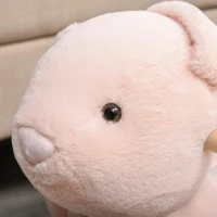 HOMCOM Baloiço Infantil com Forma de Coelho de Pelúcia Baloiço para Bebés 18-36 Meses com Som Cinto de Segurança Guidão e Apoio para os Pés 60x33x50cm Rosa(m-9)