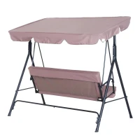 Outsunny Baloiço de Jardim de 3 Lugares Baloiço com Teto Ajustável em Ângulo para Terraço Balcão Carga Máxima 200kg Aço 172x110x153cm Marrom(m-12)