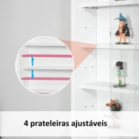 HOMCOM Vitrine de Parede de Madeira com Prateleiras Ajustáveis e 2 Portas Corredeiras de Vidro para Coleções Perfumes Bonecos de Decoração 80x9,5x60cm Branco(m-6)