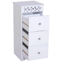 HOMCOM Armário Auxiliar Casa de Banho com 3 Gavetas Móvel de Armazenamento para Casa de Banho Dormitório 29,8x29,8x68,5 cm Branco(m-14)