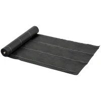 Outsunny Malha Geotêxtil 2x50 m Malha de jardim contra ervas daninhas 100 g / m² rolo de malha preto(m-1)