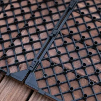 Outsunny Conjunto de 27 Ladrilhos de Madeira 30x30 cm com Área de 2,43 m² Sistema Click de Ladrilhos Castanho(m-9)