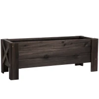 Outsunny Horta Vertical Floreira de Madeira Retangular com Pés para Flores Plantas Cultivos 100x36,5x36cm Marrom(m-1)