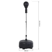 HOMCOM Punching Ball Ajustável em Altura com Base Recarregável Punching Ball de Boxe com Suporte e Luvas Ø48x136-154 cm Preto(m-3)