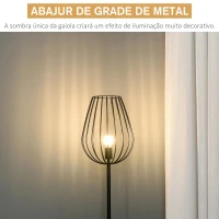 HOMCOM Lâmpada de pé com base de metal moderno com interruptor de pé Ф27,5x159 cm Preto(m-6)