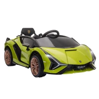 HOMCOM Carro Elétrico Lamborghini SIAN 12V para Crianças de 3-8 anos com Controle Remoto Abertura da Porta Música MP3 USB e Faróis 108x62x40cm Verde(m-14)