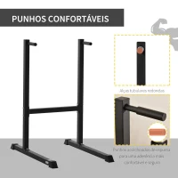 HOMCOM Estação Dip de Musculação Suporte para Treinar Peito Abdominais e Costas Carga Máx. 120kg 104x70,5x122cm Preto(m-4)