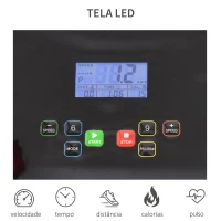 HOMCOM Passadeira Elétrica Motor 500W com 12 Programas Passadeira com Velocidade até 12km/h Tela LED e Rodas 133x60x114cm Preto(m-4)