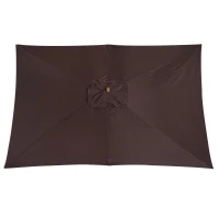 Outsunny Chapéu de Sol de Jardim com Sistema de Polia Teto Ventilado e Mastro de Madeira para Terraço Pátio Exterior 2,95x2x2,55m Café(m-10)