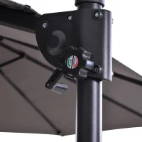 Outsunny Chapéu de Sol Duplo Inclinável para Jardim Terraço Chapéu de Sol Excêntrico à Manivela com 12 Hastes de Aço 270x440x250cm Cinza(m-8)