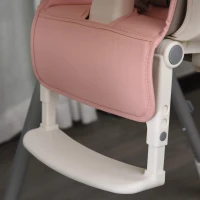 HOMCOM Cadeira de refeição ajustável e dobrável para bebê acima de 6 meses com bandeja dupla  55x80x104 cm Rosa(m-11)