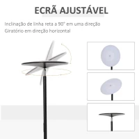 HOMCOM Candeeiro de Pé LED 18W/1800 lm com 3 Brilhos Ajustáveis Ecrã Giratório e Base de Metal Candeeiro de Leitura Moderno para Sala de Estar Dormitório Ø28x171,5cm Preto(m-6)