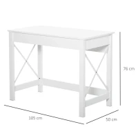 HOMCOM Mesa de escritório multifuncional moderna e minimalista 105x50x76 cm Branco(m-3)