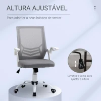 Vinsetto Cadeira de Escritório Ergonômica Giratória com Altura Ajustável Apoio para os Braços Dobrável Suporte Lombar e Encosto Transpirável 62,5x55x94-104cm Cinza(m-4)