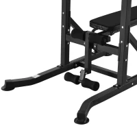 HOMCOM Estação de Musculação Torre de Treinamento Altura Ajustável com Barra de Flexões e Banco Dobrável para Fitness em Casa Academia Carga 150kg 99x178x230cm Preto(m-11)
