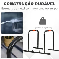 HOMCOM barras paralelas Largura ajustável para treino com alças de aço antiderrapante 89-99x62x72 cm Preto(m-5)