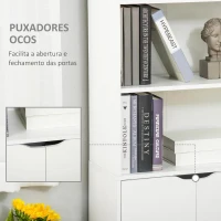 HOMCOM Estante para Livros com 4 Compartimentos Abertos e 1 Armário com 2 Prateleiras Armazenamento Livros Plantas para Sala de Estar Escritório 59x29x180cm Branco(m-6)