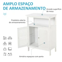 kleankin Armário Casa de Banho com 2 Portas Persianas e Compartimento Aberto Desenho Moderno 60x30x81,6 cm Branco(m-5)
