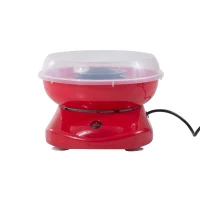 HOMCOM Máquina de Algodão Doce Potência 450W-550W Doce com Colher Medidora e 10 Palitos de Bambu 27x26x18cm Vermelha(m-4)