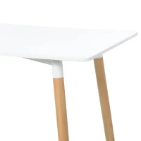 HOMCOM Mesa de Sala de Jantar Estilo Nórdico Mesa de Cozinha com Pés de Madeira de Faia Estrutura de Metal 120x60x75 cm Branco(m-8)