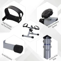 HOMCOM Mini bicicleta ergométrica dobrável com pedal de exercício resistência ajustável para treinamento de pernas e braços 33x34x32 cm Cinza(m-6)