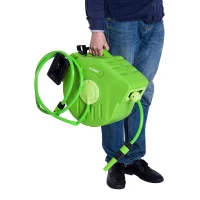 Outsunny Carretel para Mangueira 15m+1,5m Enrolador de Mangueira Montado na Parede 180º Giratório 47,5x15,5x35,5cm Verde(m-11)